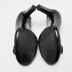 Pre Owned Gucci Black Leather Buckle Round Toe Pumps Size 40