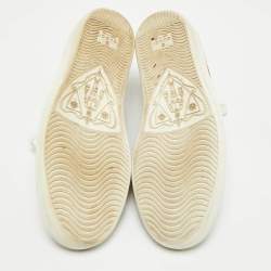 Gucci Brown Canvas And Embossed Python Leather Ace Web Sneakers Size 38