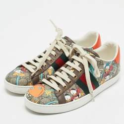 Gucci Multicolor Canvas and Leather Ace Low Top Sneakers Size 36.5