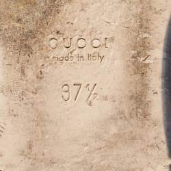 Pre Owned Gucci Black Leather Bee and Star Embroidered Princetown Flat Mules Size 37.5