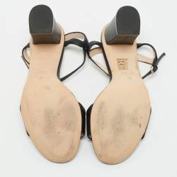 Gucci Black Leather Horsebit Ankle Strap Sandals Size 38