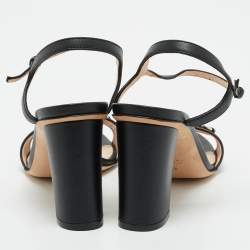 Gucci Black Leather Horsebit Ankle Strap Sandals Size 38