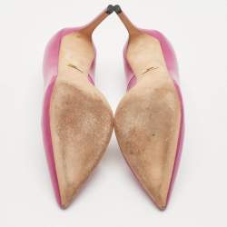 Pre Owned Gucci Purple Leather Brooke Pointed Toe Pumps Size 37
