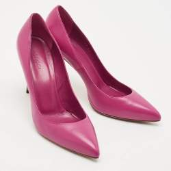 Pre Owned Gucci Purple Leather Brooke Pointed Toe Pumps Size 37