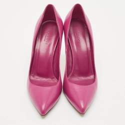 Pre Owned Gucci Purple Leather Brooke Pointed Toe Pumps Size 37