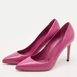 Pre Owned Gucci Purple Leather Brooke Pointed Toe Pumps Size 37