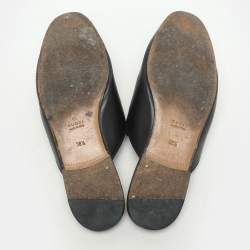 Pre Owned Gucci Black Leather Rose Embroidered Princetown Horsebit Flat Mules Size 38.5