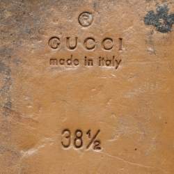 Pre Owned Gucci Black Leather Rose Embroidered Princetown Horsebit Flat Mules Size 38.5