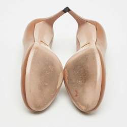 Pre Owned Gucci Brown Leather Round Toe Pumps Size 37