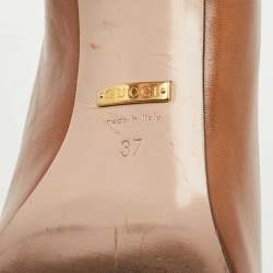 Pre Owned Gucci Brown Leather Round Toe Pumps Size 37