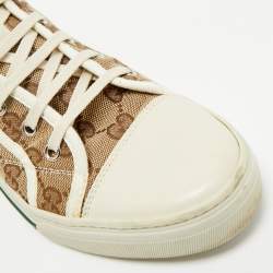 Gucci Beige/Cream GG Supreme  Canvas And Leather High Top Sneakers Size 38