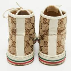 Gucci Beige/Cream GG Supreme  Canvas And Leather High Top Sneakers Size 38