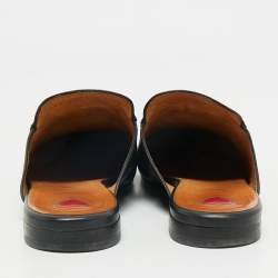 Gucci Black Leather Rose Embroidered Princetown Horsebit Flat Mules Size 39.5