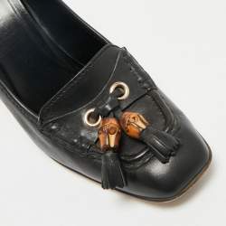 Gucci Black Leather Bamboo Fringe Pumps Size 39