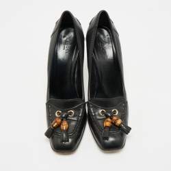 Gucci Black Leather Bamboo Fringe Pumps Size 39