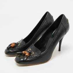 Gucci Black Leather Bamboo Fringe Pumps Size 39