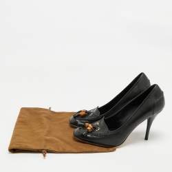 Gucci Black Leather Bamboo Fringe Pumps Size 39