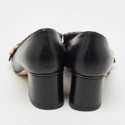 Gucci Black Leather Marmont GG Fringe Detail Block Heel Pumps Size 38