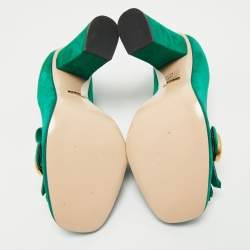 Pre Owned Gucci Green Suede GG Marmont Fringe Pumps Size 38