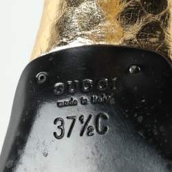 Pre Owned Gucci Metallic Suede Ankle Wrap Pumps Size 37.5