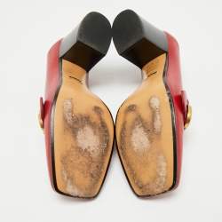 Gucci Red Leather GG Marmont Web Loafer Pumps Size 38