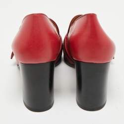 Gucci Red Leather GG Marmont Web Loafer Pumps Size 38