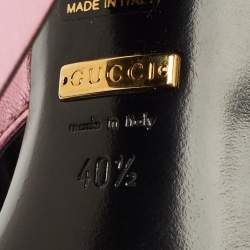 Pre Owned Gucci Rose Gold Quilted Leather Crisscross Block Heel Slide Sandals Size 40.5