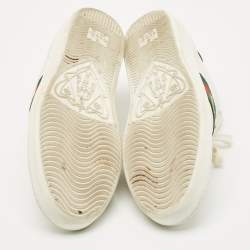 Pre Owned Gucci White Leather Ace Bee Embroidered Low Top Sneakers Size 38.5