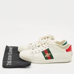 Pre Owned Gucci White Leather Ace Bee Embroidered Low Top Sneakers Size 38.5