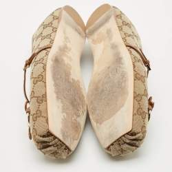 Gucci Beige GG Canvas and Leather Horsebit Ballet Flats Size 40