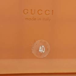 Pre Owned Gucci Beige/Blue GG Raffia and Leather Angelina Platform Sandals Size 39.5