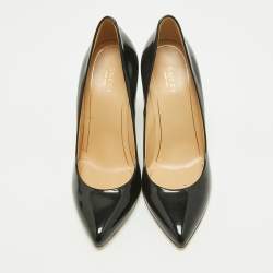 Pre Owned Gucci Black Patent Leather Pointed Toe Pumps Size 38