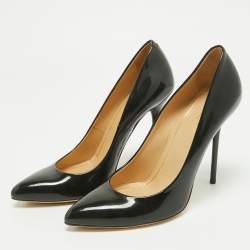 Pre Owned Gucci Black Patent Leather Pointed Toe Pumps Size 38