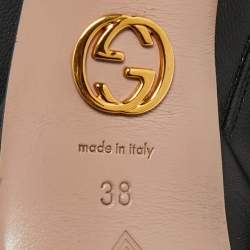 Pre Owned Gucci Black Leather Ankle Length Platform Boots Size 38