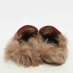 Pre Owned Gucci Red Velvet Princetown Horsebit Flat Mules Size 40