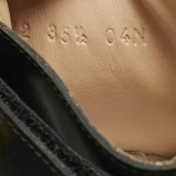 Pre Owned Gucci Black Leather Faux Pearl Embellished Trip Ankle Length Boots Size 35