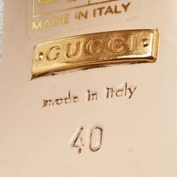 Pre Owned Gucci Metallic Silver Leather Web Bow Rose Detail Pumps Size 40