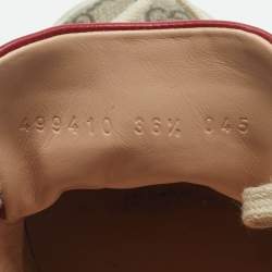 Pre Owned Gucci Red/Beige GG Canvas Ace Low Top Sneakers Size 36.5
