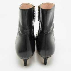 Pre Owned Gucci Black Leather Zumi Ankle Length Boots Size 40