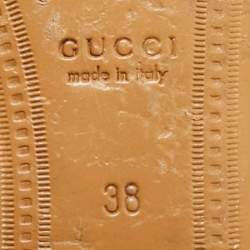 Pre Owned Gucci Beige/Blue GG Canvas and Leather Jordaan Horsebit Loafers Size 38