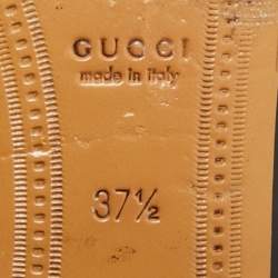 Pre Owned Gucci Brown/Silver GG Canvas and Leather Jordaan Horsebit Loafers Size 37.5