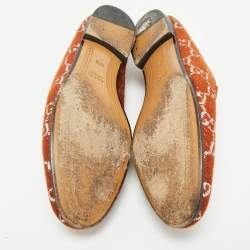 Pre Owned Gucci Brown/Silver GG Canvas and Leather Jordaan Horsebit Loafers Size 37.5