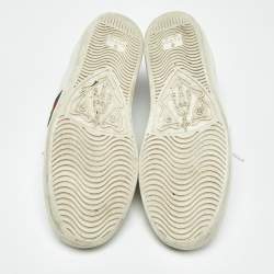 Pre Owned Gucci White Leather Ace Bee Embroidered Low Top Sneakers Size 38.5