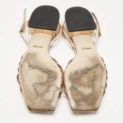 Pre Owned Gucci Rose Gold Leather Ketty Ankle Wrap Sandals Size 40