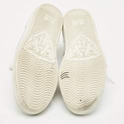 Pre Owned Gucci Silver Leather Web Detail Ace Low Top Sneakers Size 37