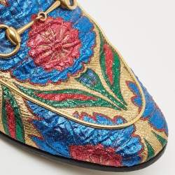 Pre Owned Gucci Multicolor Brocade Fabric Jordaan Loafers Size 38.5 