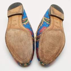 Pre Owned Gucci Multicolor Brocade Fabric Jordaan Loafers Size 38.5 
