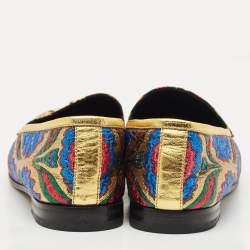 Pre Owned Gucci Multicolor Brocade Fabric Jordaan Loafers Size 38.5 