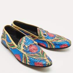 Pre Owned Gucci Multicolor Brocade Fabric Jordaan Loafers Size 38.5 