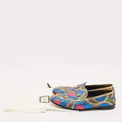 Pre Owned Gucci Multicolor Brocade Fabric Jordaan Loafers Size 38.5 